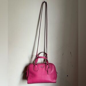 Coach Hot Pink Pebbled Leather Satchel with Crossbody Strap